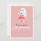 Niedlich Magische Ballerina Einhorn Rosa Girl Gebu Einladung (Vorderseite)