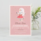 Niedlich Magische Ballerina Einhorn Rosa Girl Gebu Einladung (Stehend Vorderseite)