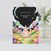 Niedlich Magische Candyland Geburtstag Dankeskarte (Stehend Vorderseite)