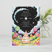 Niedlich Magische Candyland Geburtstag Einladung (Stehend Vorderseite)