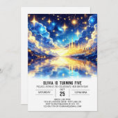 Niedlich Magische Celestie Digital Geburtstag Einladung (Vorne/Hinten)