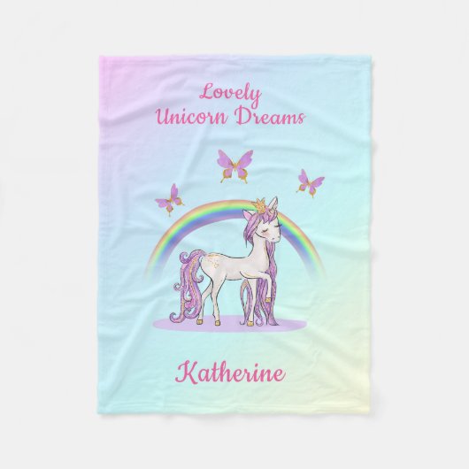 Niedlich Magische Regenbogenfalte Fleecedecke (Vorderseite)