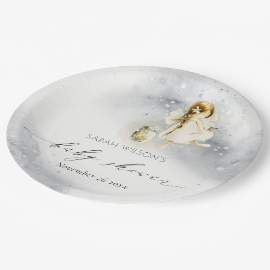 Niedlich Magische Sternencreme-Dusche Pappteller (Schrägansicht)