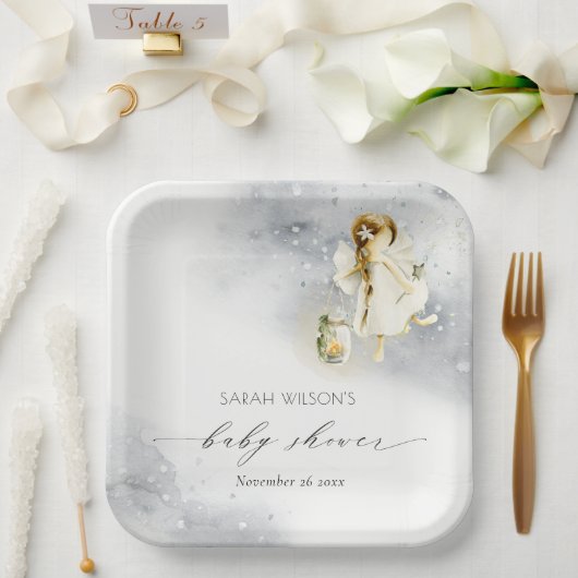 Niedlich Magische Sternencreme-Dusche Pappteller (Hochzeit)