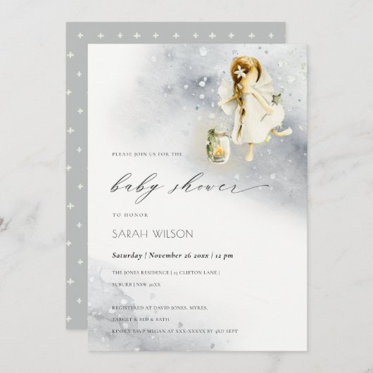 Niedlich magische Wasserfarbendusche laden ein Dankeskarte (Vorne/Hinten)