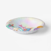 Niedlich Magischer Regenbogen Dino Einhorn Geburts Pappteller (Gewinkelt)