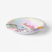 Niedlich Magischer Regenbogen Dino Einhorn Geburts Pappteller (Gewinkelt)