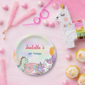 Niedlich Magischer Regenbogen Dino Einhorn Geburts Pappteller (Party)