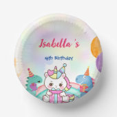 Niedlich Magischer Regenbogen Dino Einhorn Geburts Pappteller (Vorderseite)