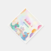 Niedlich Magischer Regenbogen Dino Einhorn Geburts Serviette (Ecke)
