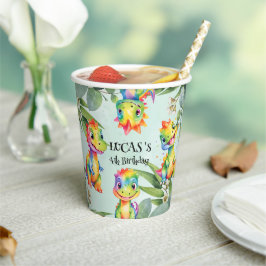 Niedlich Magischer Regenbogen Dinosaur Happy Birth Pappbecher