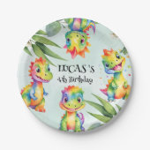 Niedlich Magischer Regenbogen Dinosaur Happy Birth Pappteller (Vorderseite)