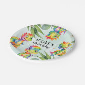 Niedlich Magischer Regenbogen Dinosaur Happy Birth Pappteller (Schrägansicht)