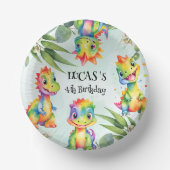 Niedlich Magischer Regenbogen Dinosaur Happy Birth Pappteller (Vorderseite)
