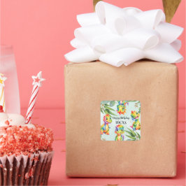 Niedlich Magischer Regenbogen Dinosaur Happy Birth Quadratischer Aufkleber