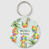 Niedlich Magischer Regenbogen Dinosaur Happy Birth Schlüsselanhänger (Vorderseite)