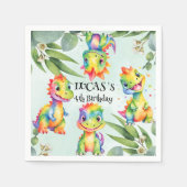 Niedlich Magischer Regenbogen Dinosaur Happy Birth Serviette (Vorderseite)