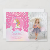 Niedlich Magischer Regenbogen Einhorn Girl Birthda Einladung (Vorderseite)