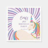 Niedlich Magischer Regenbogen Einhorn Girl Geburts Serviette (Vorderseite)