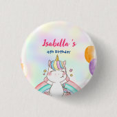 Niedlich Magischer Regenbogen Unicorn Happy Birthd Button (Vorderseite)