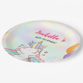 Niedlich Magischer Regenbogen Unicorn Happy Birthd Pappteller (Schrägansicht)