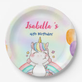 Niedlich Magischer Regenbogen Unicorn Happy Birthd Pappteller (Vorderseite)