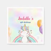 Niedlich Magischer Regenbogen Unicorn Happy Birthd Serviette (Vorderseite)