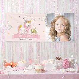 Niedlich Magisches Einhorn Rosa Kinder Foto Geburt Banner
