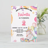 Niedlich Magisches Regenbogen Einhorn 2. Geburtsta Einladung (Stehend Vorderseite)