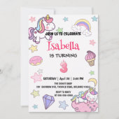 Niedlich Magisches Regenbogen Einhorn 3. Geburtsta Einladung (Vorderseite)