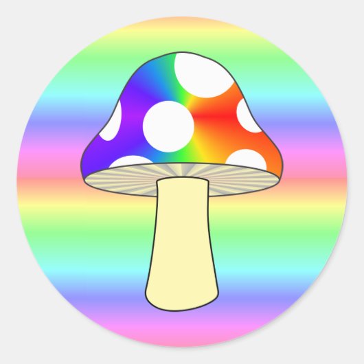Niedlich Magisches Regenbogen-Pilz Runder Aufkleber (Vorderseite)