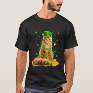 Niedlich Maine Coon Cat St Patricks Day Irish Klee T-Shirt