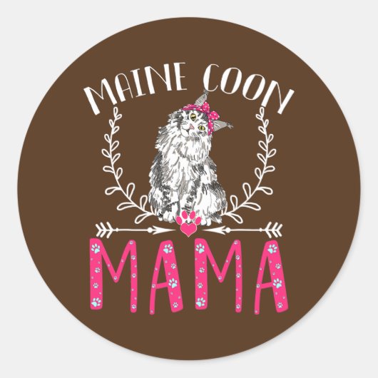 Niedlich Maine Coon Funny Main Coon Mama Geschenke Runder Aufkleber (Vorderseite)