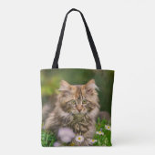 Niedlich Maine Coon Kitten Cat Blume Wiese - Shopp Tasche (Rückseite)