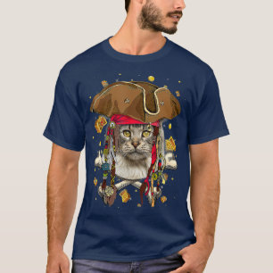 Niedlich Maine Coon Pirate Skeleton Halloween T-Shirt