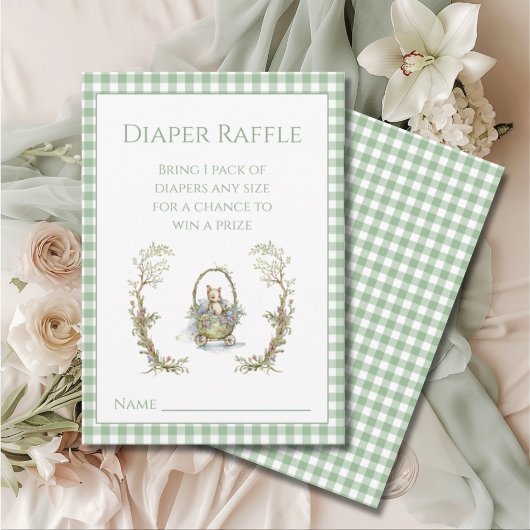 Niedlich Mairytale Animal Gingham Baby Dusche Begleitkarte