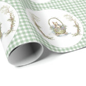 Niedlich Mairytale Animal Gingham Baby Dusche Geschenkpapier (Rolleneckpunkt)