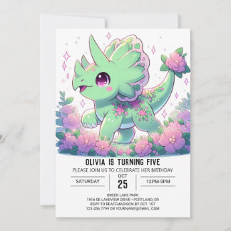 Niedlich Majestic Dinosaurier Digital Geburtstag Einladung