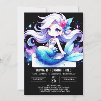 Niedlich Majestic Mermaid Geburtstag Einladung