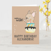 Niedlich Make a Wish Hund Cartoon Cake Happy Gebur Karte (Gelbe Blume)