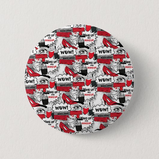 Niedlich Makeup Girl - kawaii Beauty und Glam Fash Button (Vorderseite)