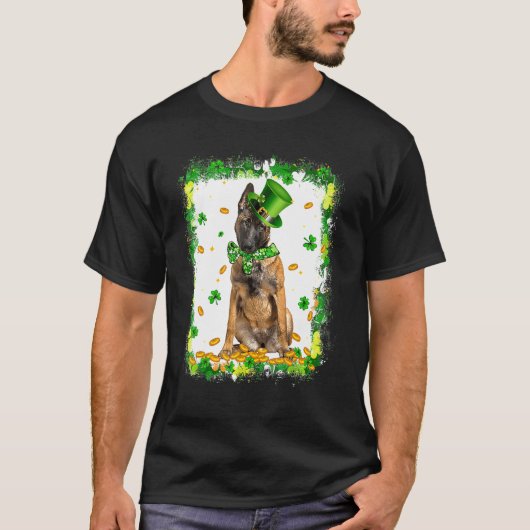 Niedlich Malinois Dog St Patricks Day Irish Kleebl T-Shirt (Vorderseite)