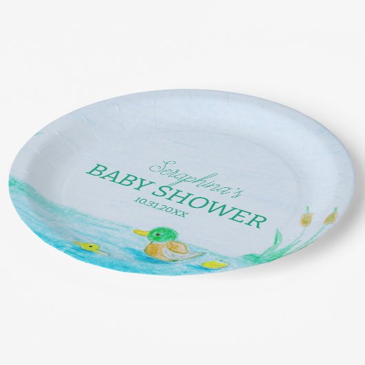 Niedlich Mallard Duck Baby Duck Pappteller (Schrägansicht)