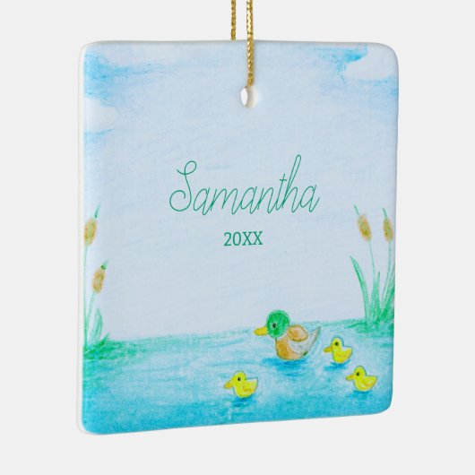 Niedlich Mallard Duck Personalisiert Keramikornament (Rechts)