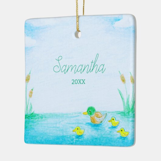 Niedlich Mallard Duck Personalisiert Keramikornament (Links)