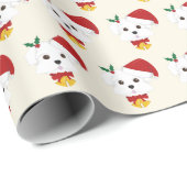 Niedlich maltesisch mit Weihnachtsmannmütze Muster Geschenkpapier (Rolleneckpunkt)