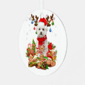 Niedlich maltesische Rentier Weihnachtsbeleuchtung Ornament Aus Metall (Vorderseite links)