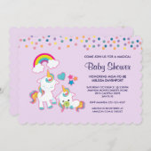 Niedlich Mama & Baby Unicorn Magical Baby Shower Einladung (Vorne/Hinten)