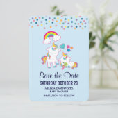 Niedlich Mama & Baby Unicorn Magisch Illustriert Save The Date (Stehend Vorderseite)
