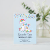 Niedlich Mama & Baby Unicorn Magisch Save the Date Postkarte (Stehend Vorderseite)